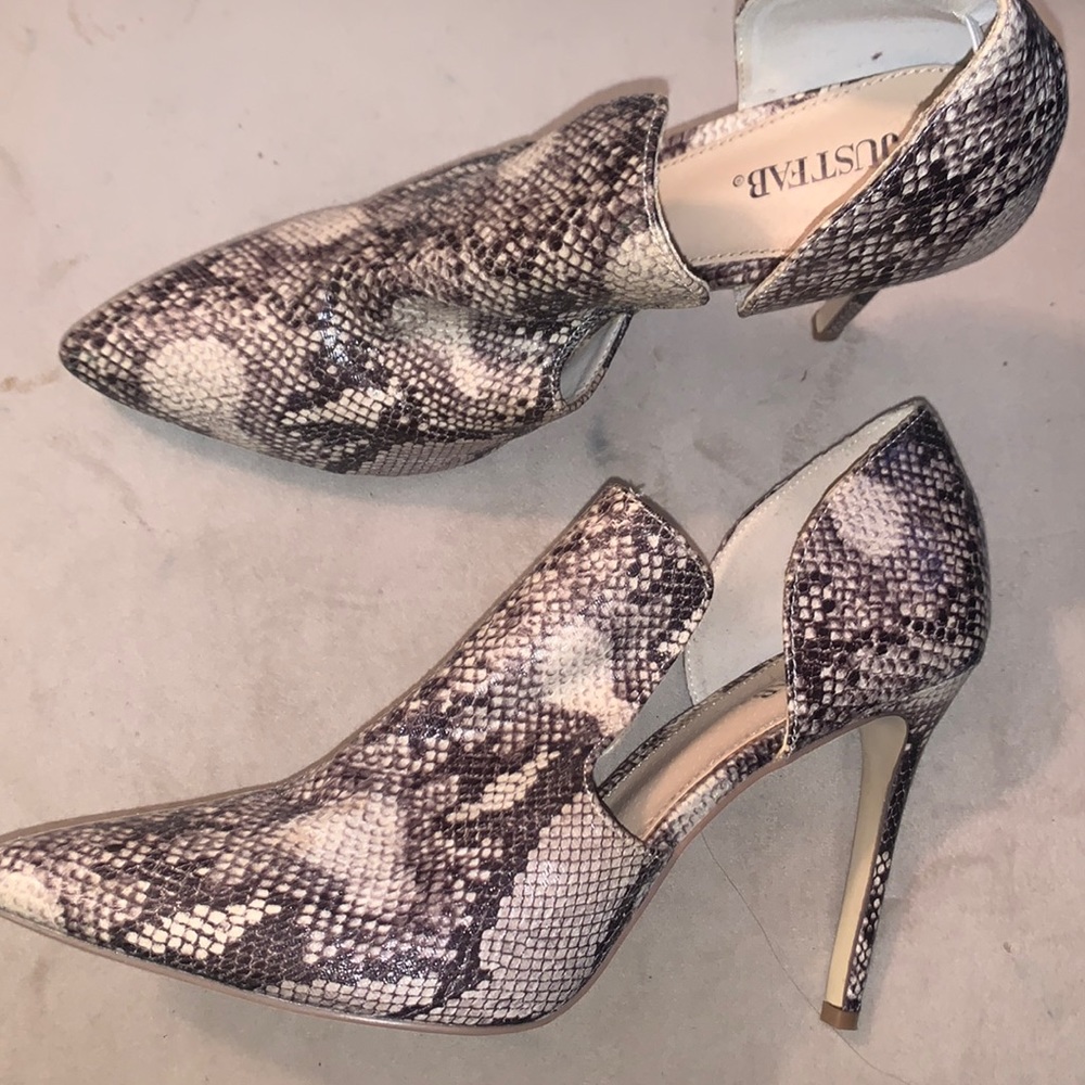 Snakeskin booties